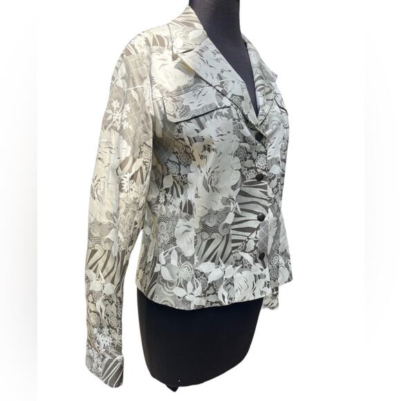 Bergamo Italy Snap Front Neutral Floral Classic Luxury Old Money Blazer 10 - Picture 2 of 7